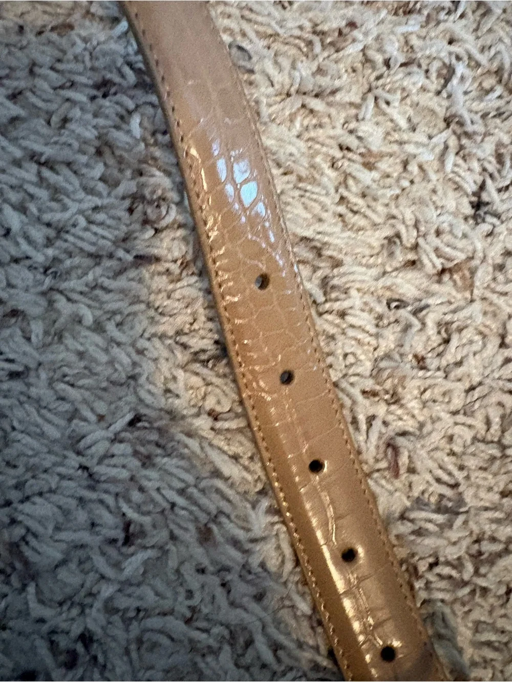 Ann Taylor Size Medium 100% Synthetic Leather Tan Belt Croc Skin Print EUC